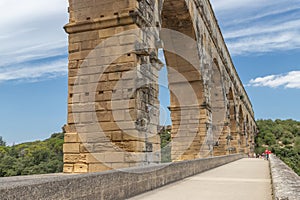 Pont du gard, famous old roman acqueduct, Nimes, France, Europe