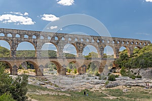 Pont du gard, famous old roman acqueduct, Nimes, France, Europe