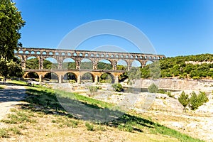 Pont du Gard, France. Antique aqueduct, I century AD. Included in the list of UNESCO