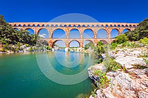 Pont du Gard, roman aqueduct Provence in France photo