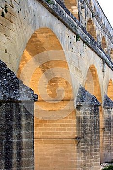 Pont du Gard, a Roman aqueduct, France (close)