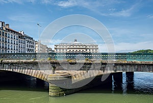 Pont Mayou bridge and Mairie de Bayonne in Aquitaine, France. photo