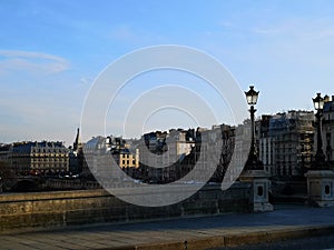 Pont Neuf New Bridge in Paris, France. Buildings architecture