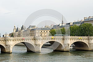 The Pont Neuf is the oldest standing bridge across the river Seine in Paris, France