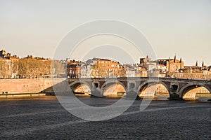 The Pont Neuf in Toulouse in a summer sunny day