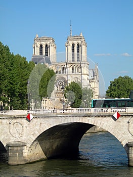 Pont Notre Dame River Seine Notre Dame Cathedral Paris France