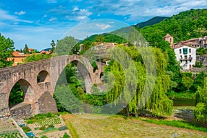 Pont vell at Sant Joan de les Abadesses village in Spain