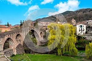 Pont vell in the village of Sant Joan de les Abadesses in Spain