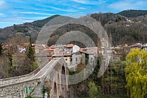 Pont vell in the village of Sant Joan de les Abadesses in Spain photo