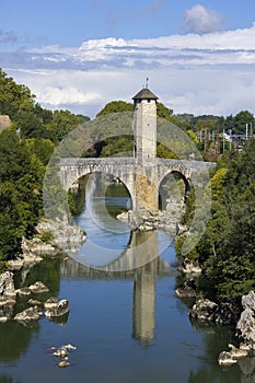 Pont Vieux, bridge in Orthez, New Aquitaine, Departement Pyrenees Atlantiques, France