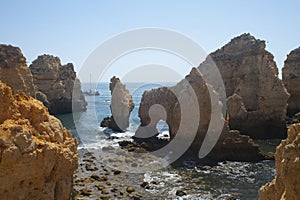 Ponta da Piedade cliffs & arches. Travel destination in Europe