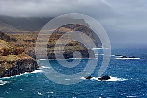 Ponta de Sao Lourenco from Baixas do Guincho, the vicinity of the island`s new port. Madeira island.