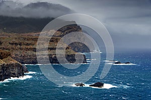 Ponta de Sao Lourenco from Baixas do Guincho, the vicinity of the island`s new port. Madeira island.