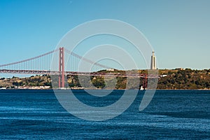 Ponte 25 de Abril Bridge Famous Architectural Sight Lisbon Portugal Landscape