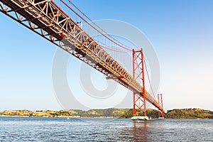 Ponte 25 de Abril Bridge Famous Architectural Sight Lisbon Portugal Landscape