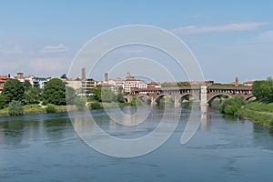 Ponte Coperto bridge, Pavia, Lombardy, Italy