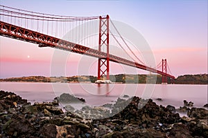 Ponte 25 de Abril Bridge Famous Architectural Sight Lisbon Portugal Landscape photo