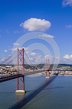 Ponte 25 de Abril Bridge in Lisbon, Portugal.