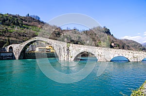 Ponte del Diavolo or Ponte della Maddalena, Borgo a Mozzano, Lucca, Tuscany, Italy, Europe Stock Photo