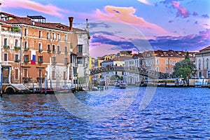 Ponte dell Academia Bridge Sunset Grand Canal Venice Italy