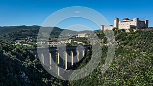 Ponte delle Torri and Rocca Albornoziana, Spoleto, Umbria, Italy photo