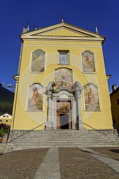 Ponte di Legno, old town in Brescia province, Italy. Church photo