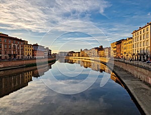 Ponte di Mezzo, the centre of the historic centre of Pisa photo