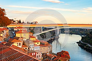 Ponte Infante cityscape sunset Porto