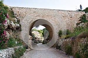 Ponte Lama Monachile bridge in Polignano a Mare, Adriatic Sea, Apulia, Bari province, Italy, Europe