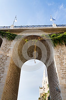 Ponte Lama Monachile bridge in Polignano a Mare, Adriatic Sea, Apulia, Bari province, Italy, Europe