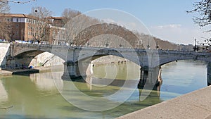 Ponte Mazzini. Tiber, Rome, Italy. 4K