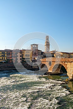 Ponte Pietra bridge on Adige river