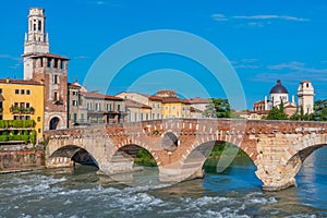 Ponte Pietra bridge in Verona, Italy