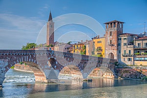 Ponte Pietra bridge in Verona, Italy