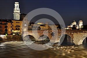 Ponte Pietra River Adige in Verona