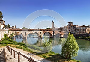 Ponte Pietra is a Roman arch bridge over the Adige river in the Italian city of Verona