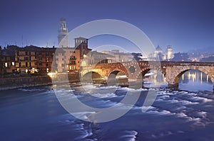 Ponte Pietra in Verona - Italy photo