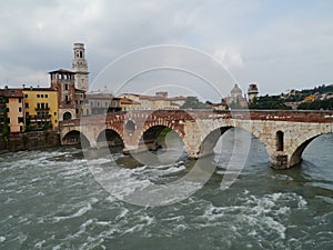 Ponte Pietre a bridge in Verona in Italy photo