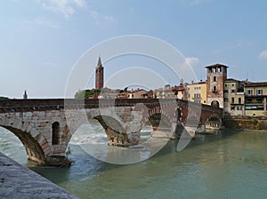 Ponte Pietre a bridge in Verona in Italy photo