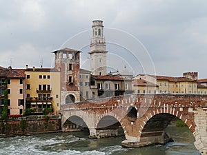 Ponte Pietre a bridge in Verona in Italy photo