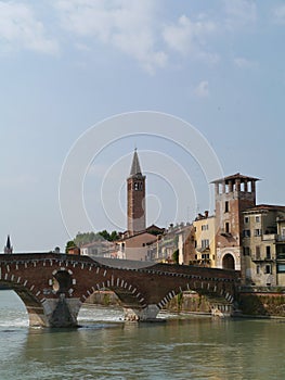 Ponte Pietre a bridge in Verona in Italy photo