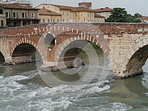 Ponte Pietre a bridge in Verona in Italy photo