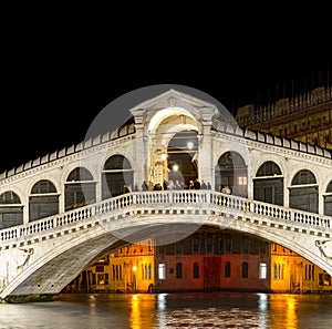 Ponte Rialto at night, Venice, Italy
