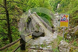 Ponte Romano Intragna Bridge hiding in the valley with beautiful