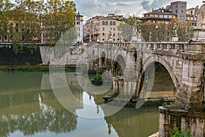 Ponte Sant`Angelo Bridge of Angels, once the Aelian Bridge or Pons Aelius, meaning the Bridge of Hadrian, in Rome