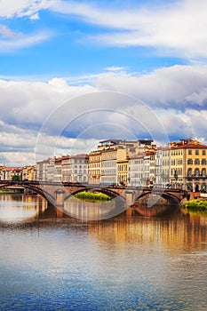 Ponte Santa Trinita (Holy Trinity Bridge) as seen from Ponte Vechhio, Florence