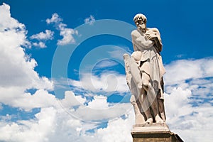 Ponte Santa Trinita Winter statue by in Florence, Italy