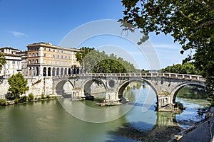 Ponte Sisto, bridge crossing the Tiber river, linking Via dei Pettinari to Piazza Trilussa in Rome