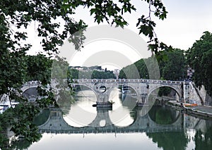 The Ponte Sisto bridge and the Tiber river in Rome, Italy