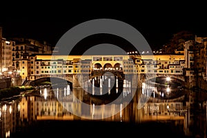 Ponte Vecchio, Arno night, Florence, Firenze Italy